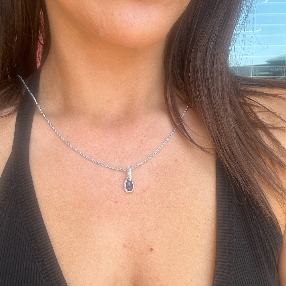 Sterling Silver Blue Sapphire Necklace Pendant - Picture 4 of 12